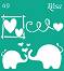 Самозалепващ шаблон Rosa - Влюбени слончета - 9 x 10 cm - 