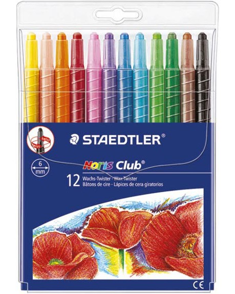 Восъчни пастели Staedtler Noris Club Twister 221 - 12 цвята - 