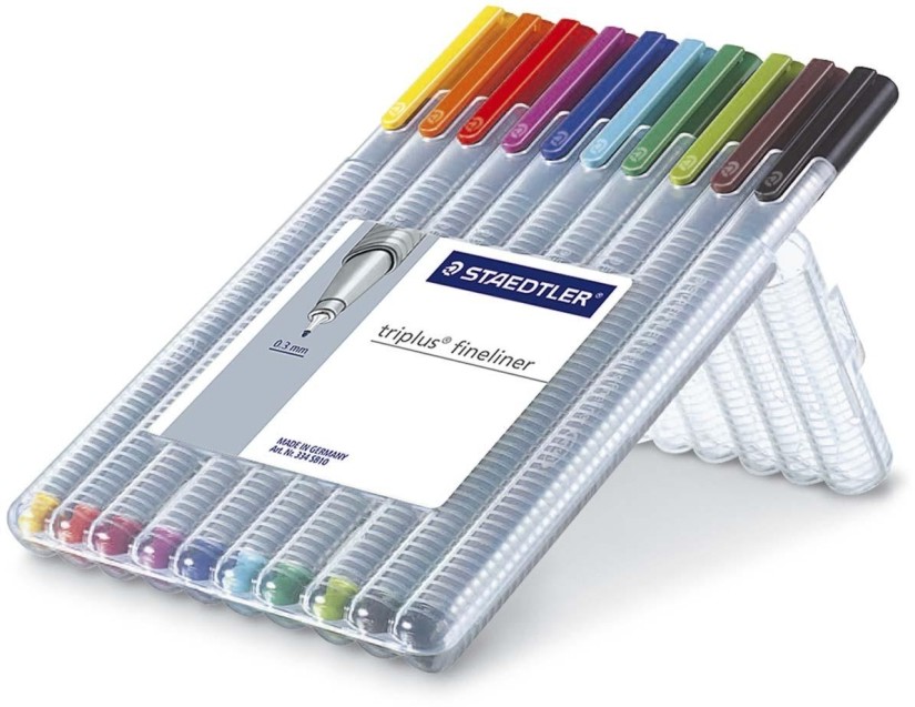 Цветни тънкописци Staedtler Triplus 334 - 10 цвята в пластмасова кутия - 