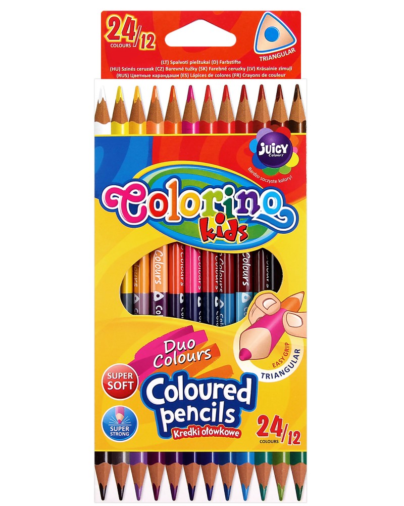 Двустранни цветни моливи Colorino Kids Двустранни цветни моливи Colorino Kids - 12 броя в 24 цвята -
