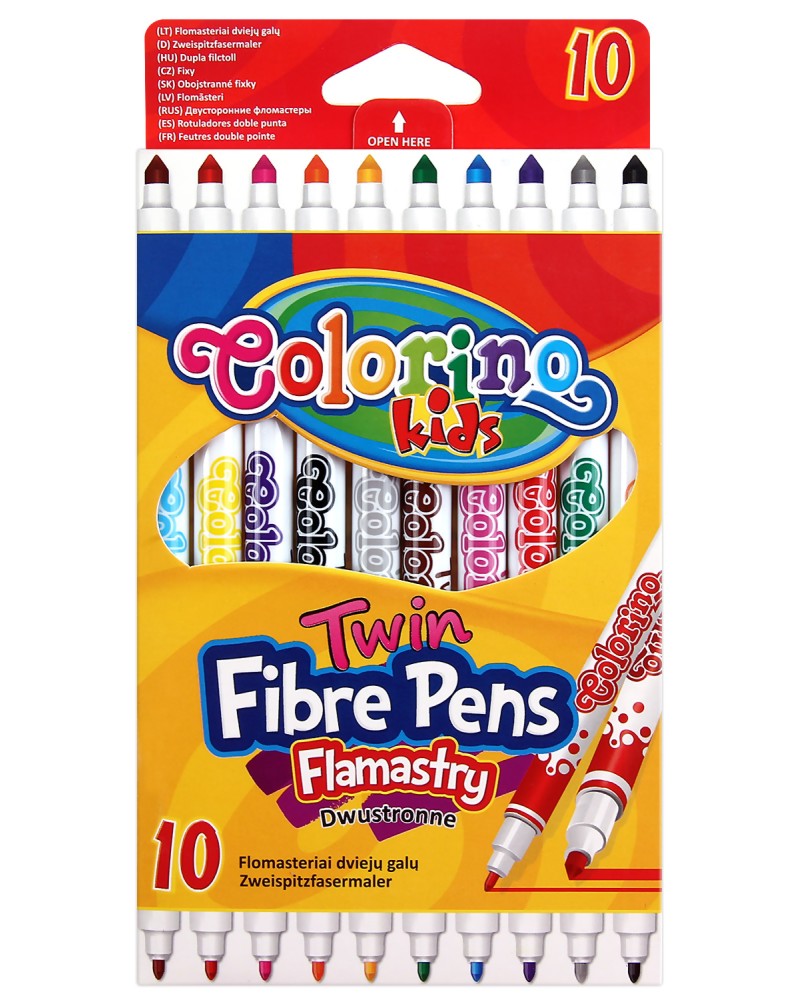 Двустранни флумастери Colorino Kids - 10 или 12 цвята - 