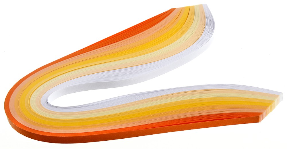 Квилинг ленти Ем Арт - Бяло, жълто и оранжево - 200 броя, 90 g/m<sup>2</sup> - 