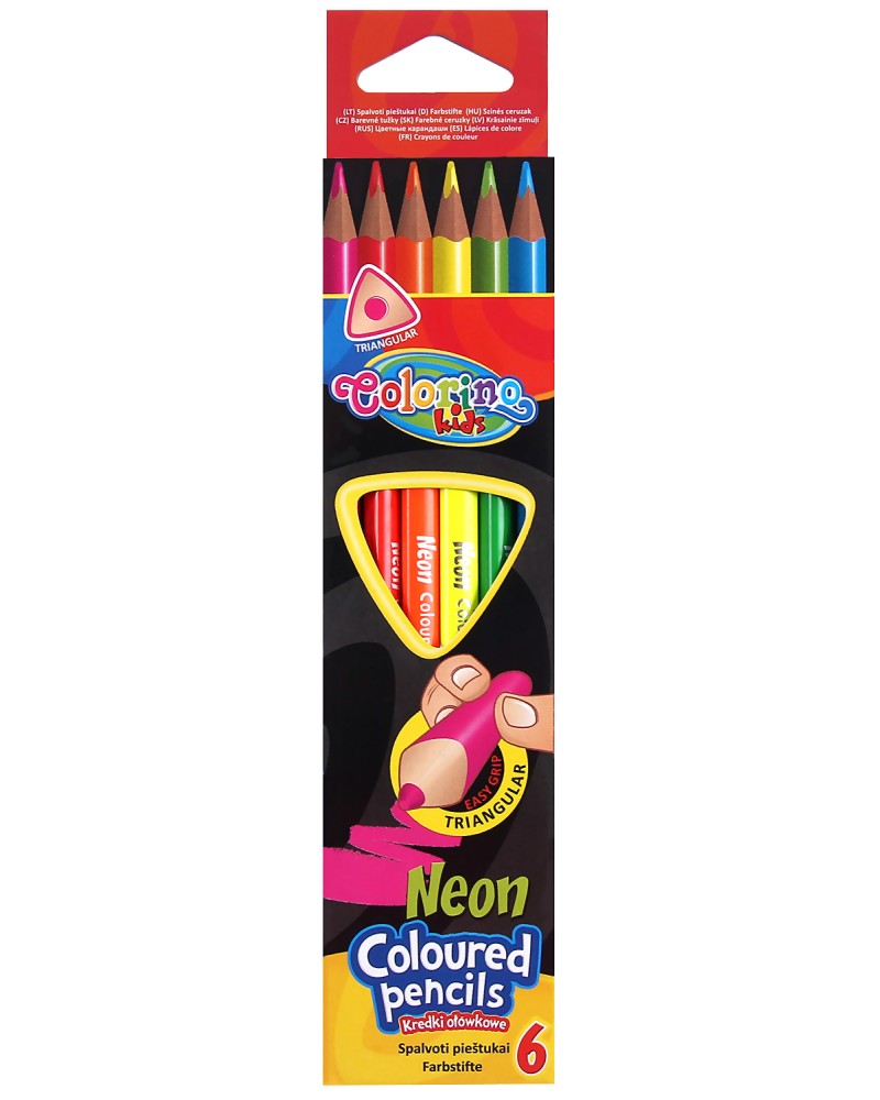 Цветни моливи Colorino Kids Цветни моливи Colorino Kids - 6 неонови цвята -