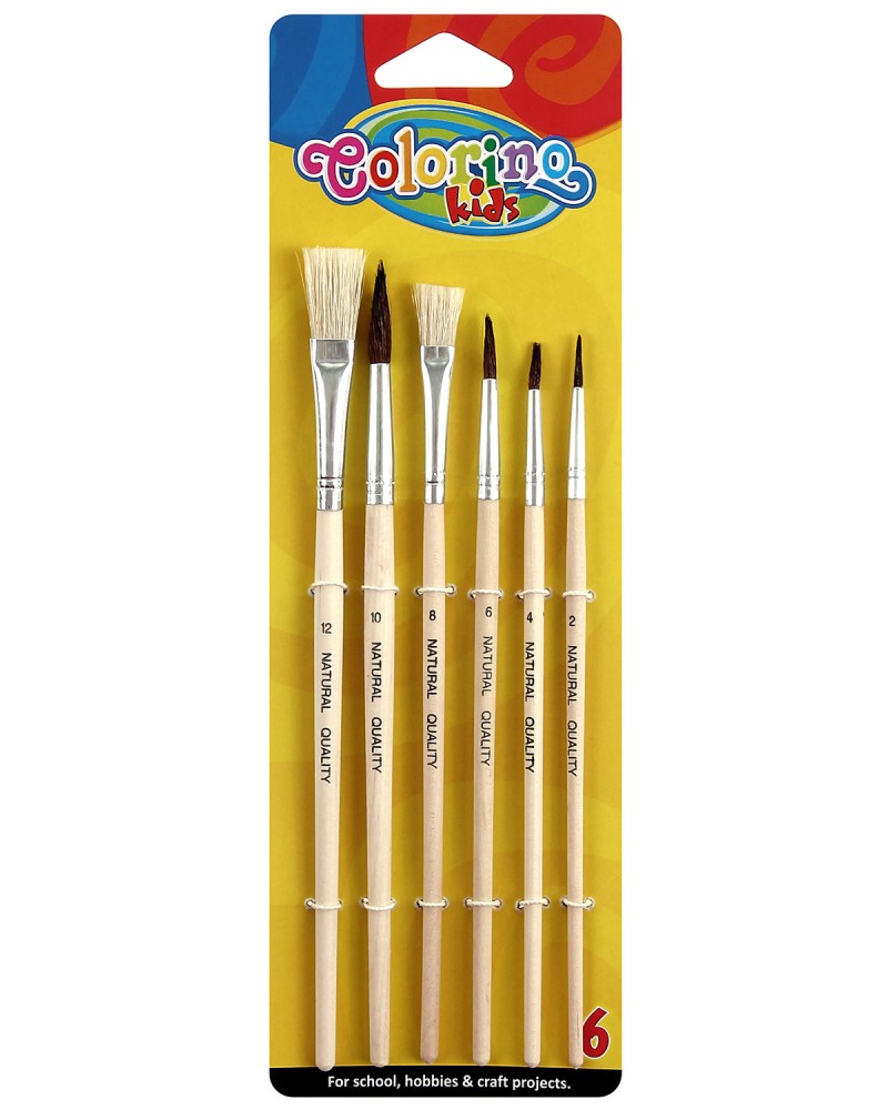Четки за рисуване Colorino Kids - 6 броя - четка