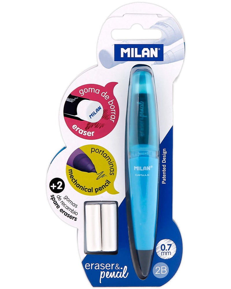 Автоматични графитни моливи 2B Milan Capsule Автоматични графитни моливи 2B Milan Capsule - 2 броя с гумички -
