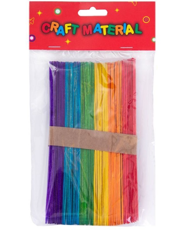 Цветни дървени пръчици за декорация Craft Material Цветни дървени пръчици за декорация Craft Material - 48 броя -