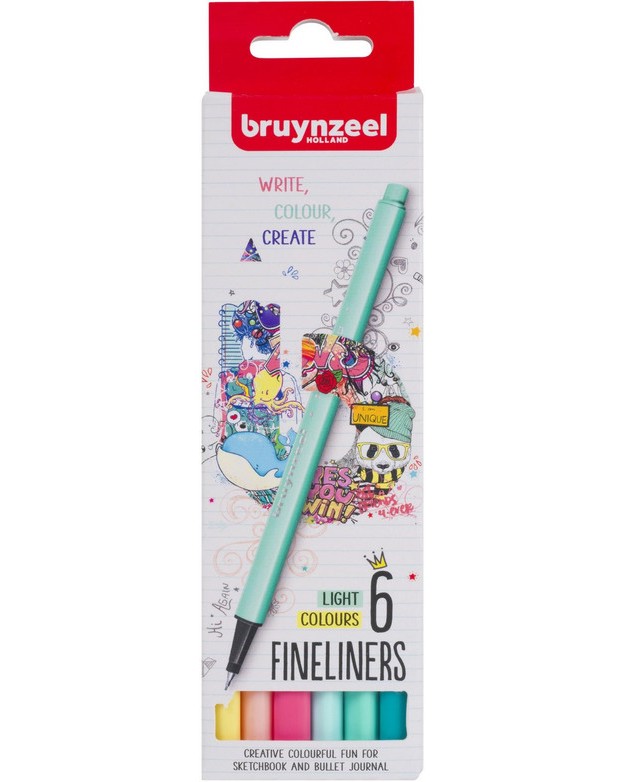 Цветни тънкописци Bruynzeel Цветни тънкописци Bruynzeel - 6 светли цвята -