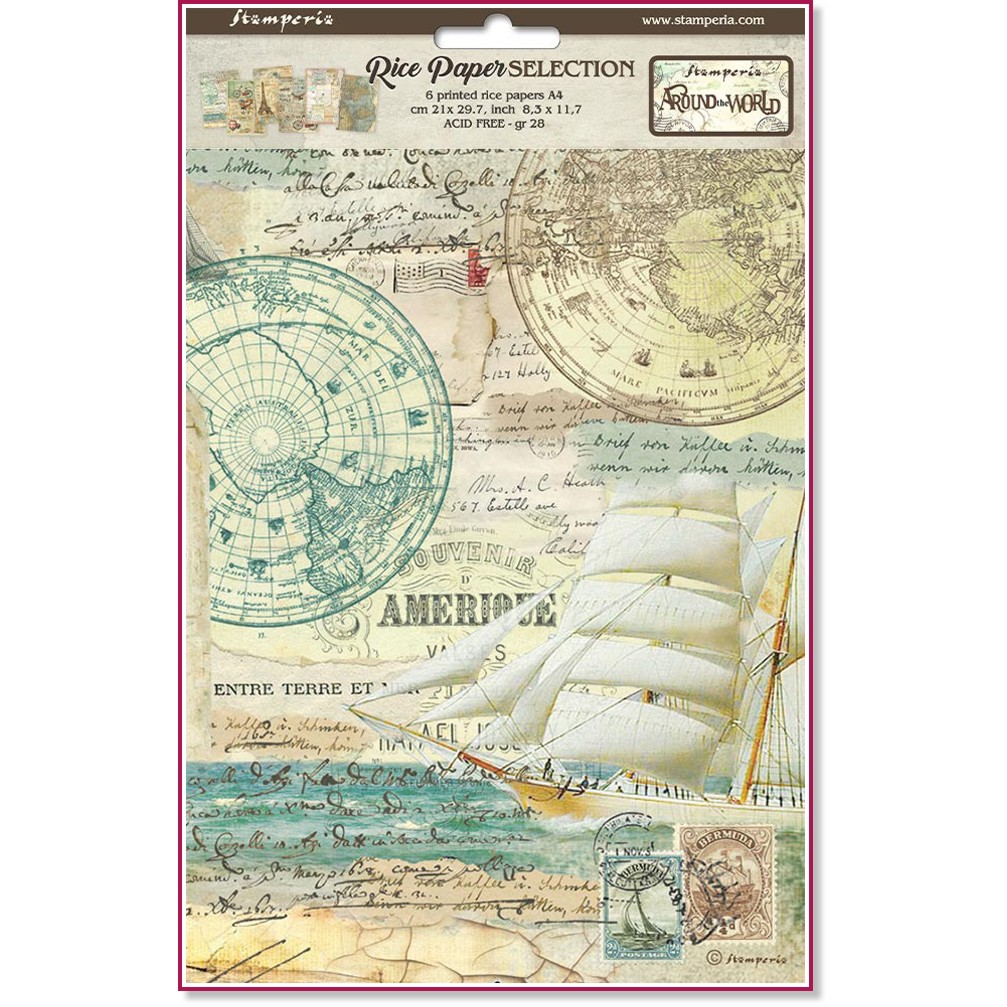 ��������� ������ Stamperia - �� ����� - 6 ����, A4 �� ���������� Around the world - 