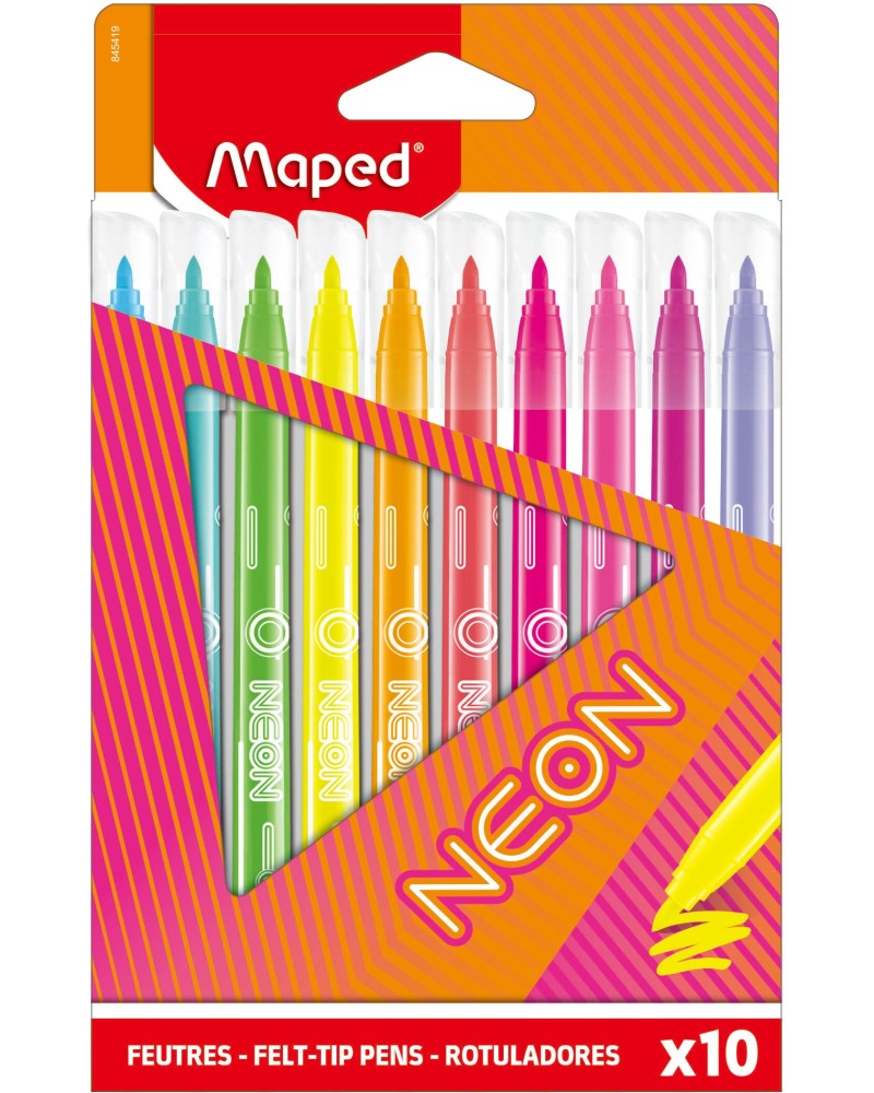 Флумастери Maped Флумастери Maped - 10 цвята от серията Neon -
