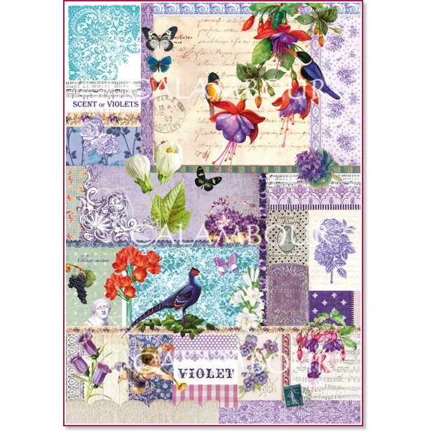 Декупажна хартия Calambour Scents of Violets 224 Декупажна хартия Calambour Scents of Violets 224 - От серията Digital Collection Mulberry -