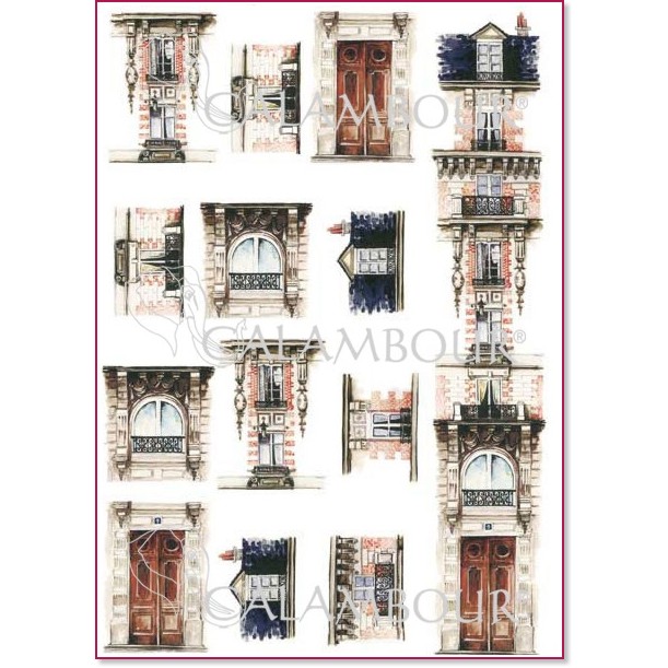 Декупажна хартия Calambour - Старинен град 13 - От серията Roof Tiles - 