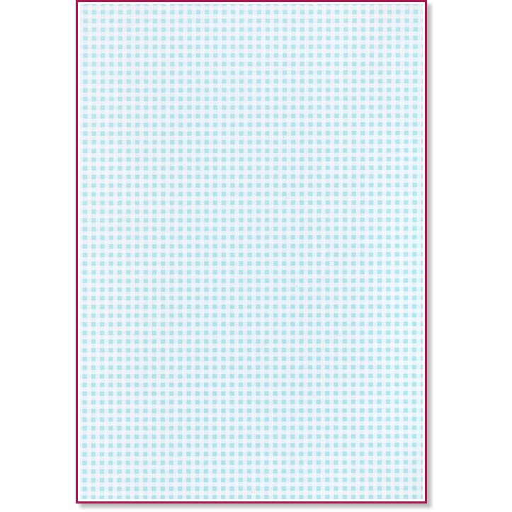 Двустранен картон за скрапбукинг Heyda - Светло синьо каре - A4 от серията Happy Papers - 