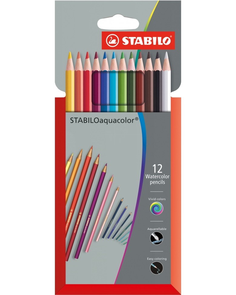 Акварелни моливи Stabilo Акварелни моливи Stabilo - 12 или 24 цвята -