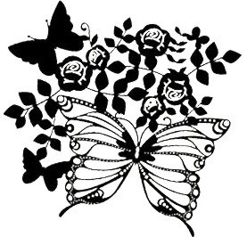 Шаблон Marabu - Пеперуди и рози - От серията Silhouette-Stensil - 