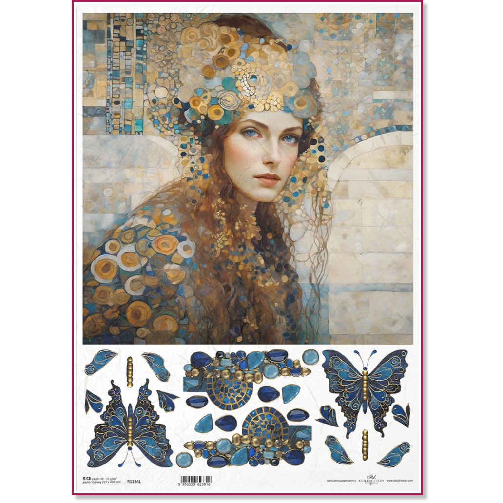 Декупажна хартия ITD Collection - Портрет с ар нуво мотиви Декупажна хартия ITD Collection - Портрет с ар нуво мотиви - A3 -