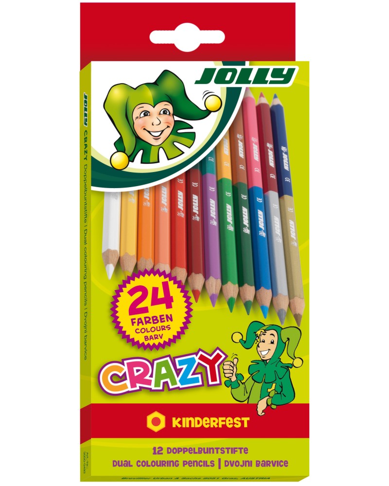 Двустранни цветни моливи Jolly Crazy Двустранни цветни моливи Jolly Crazy - 12 броя -