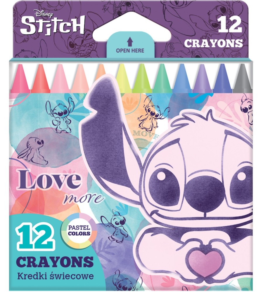 Пастели Colorino Kids - Стич Пастели Colorino Kids - Стич - 12 цвята на тема Лило и Стич -