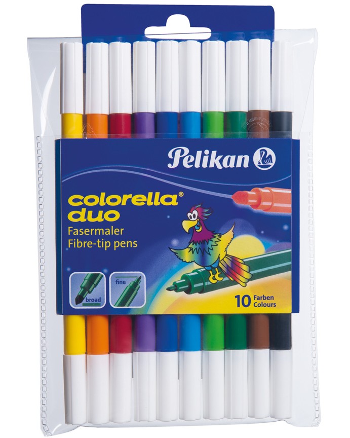 Двустранни флумастери Pelikan Colorella Duo - 10 цвята - 