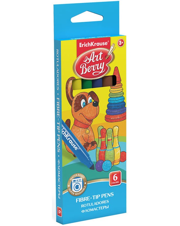 Флумастери Erich Krause Super Washable Флумастери Erich Krause Super Washable - 6 цвята от серията Art Berry -