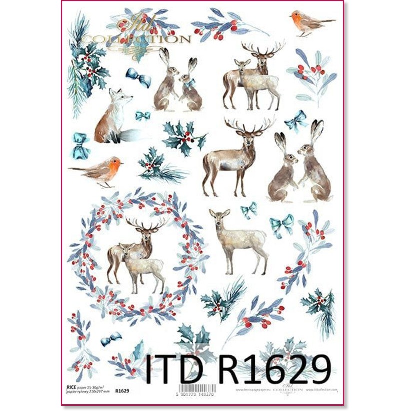 Декупажна хартия ITD Collection - Коледа Декупажна хартия ITD Collection - Коледа - A4 -