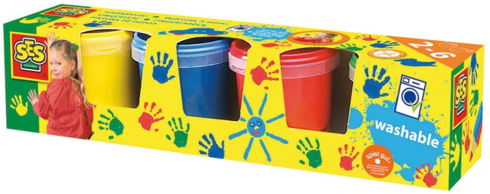 Бои за рисуване с пръсти SES Creative Бои за рисуване с пръсти SES Creative - 4 цвята x 150 ml -