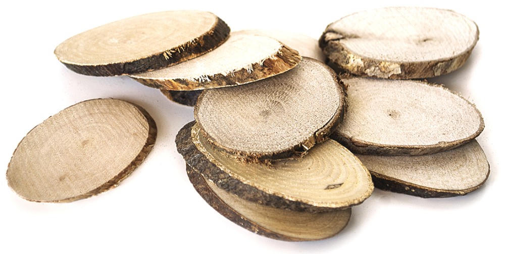 Натурални овални дървени шайби Слънчоглед - 4 до 6 cm - 