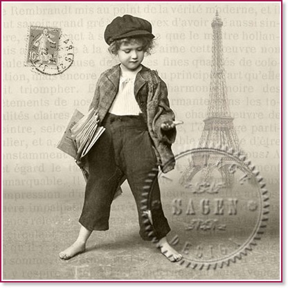 Салфетки за декупаж Sagen Vintage - Момче Салфетки за декупаж Sagen Vintage - Момче - 20 броя -