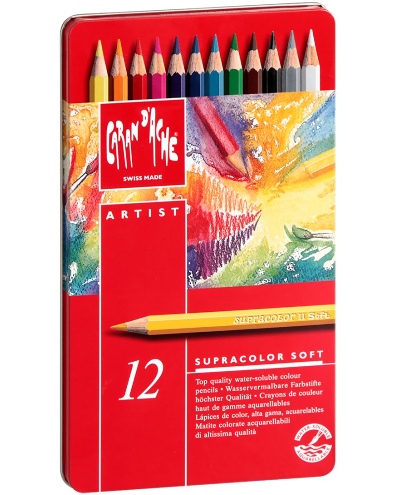 Акварелни моливи Caran d'Ache Supracolor Soft Акварелни моливи Caran d'Ache Supracolor Soft - 12, 18, 30, 40, 80 или 120 цвята от серията Artist -
