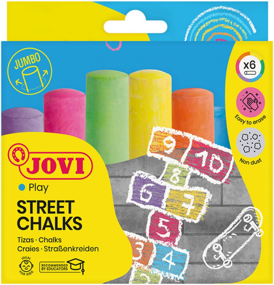 Безпрахови цветни тебешири Jovi Maxi Безпрахови цветни тебешири Jovi Maxi - 6 цвята -