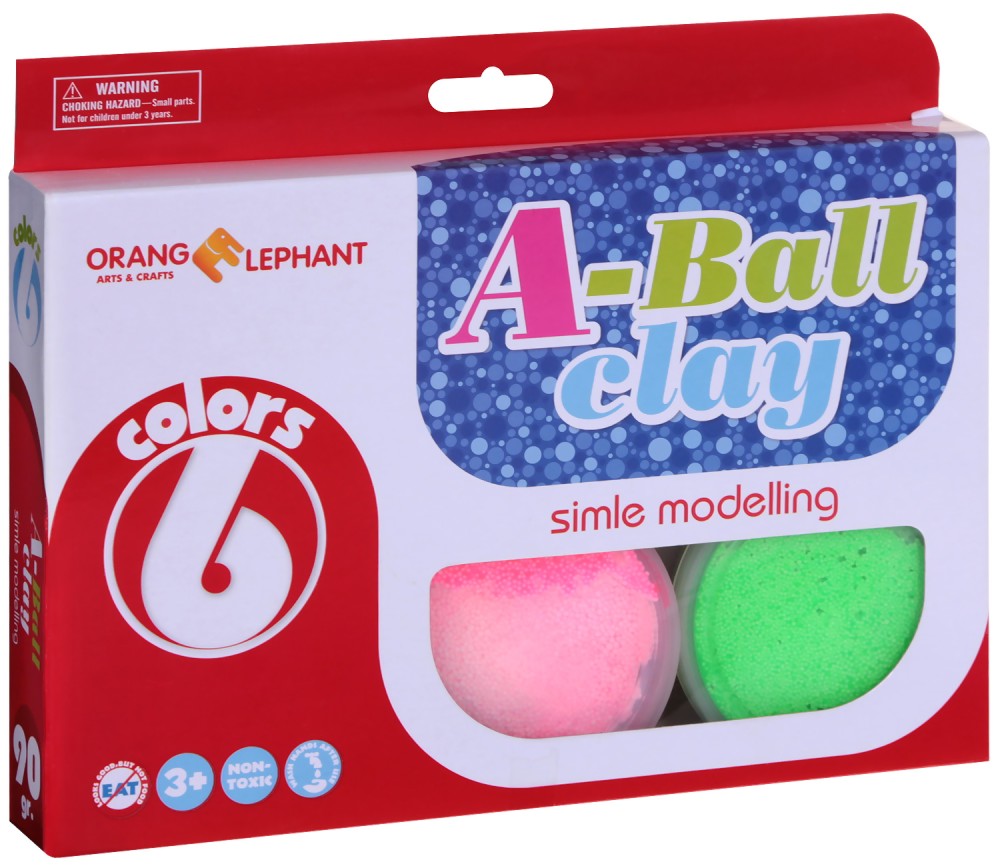     Orange Elephant A-Ball Clay -  6  x 15 g - 