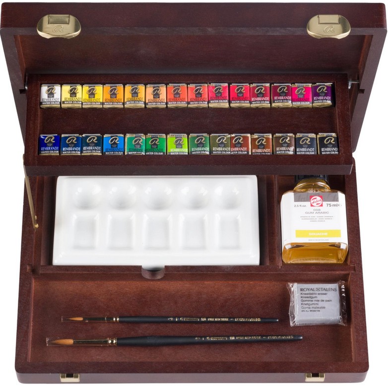 Акварелни бои Royal Talens Professional Акварелни бои Royal Talens Professional - Дървена кутия с аксесоари от серията Rembrandt -