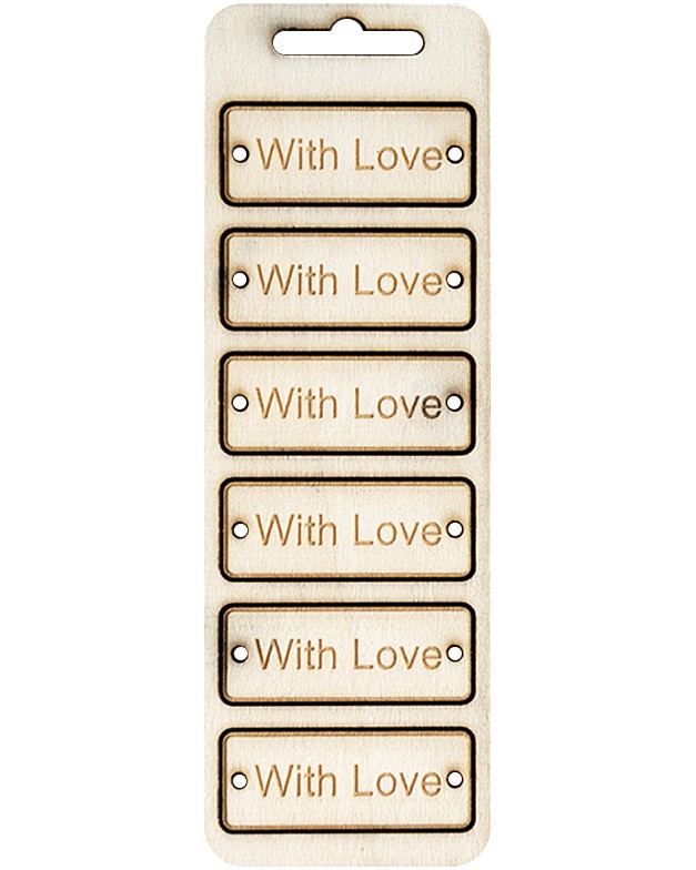Табелки от шперплат Слънчоглед - With Love Табелки от шперплат Слънчоглед - With Love - 6 броя с размери 6 x 2.4 cm -