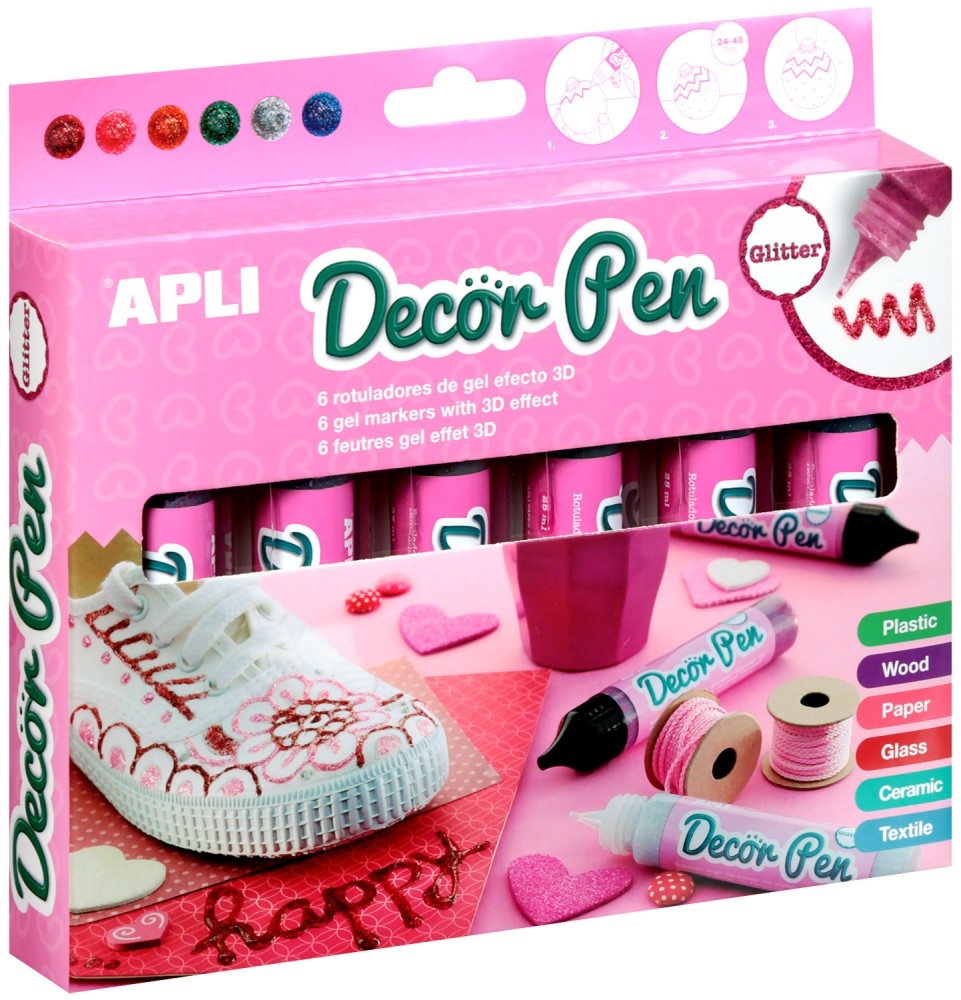 - Apli Decor Pen - 6  x 25 ml - 