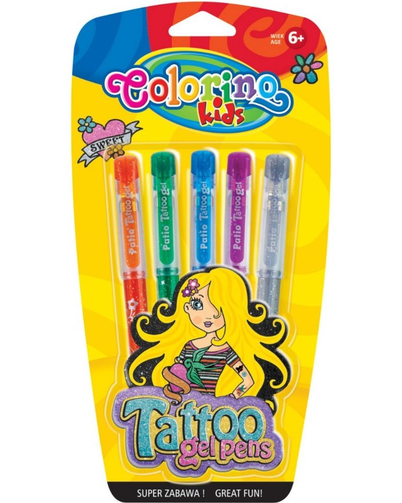 Гел маркери с брокатен ефект Colorino kids - 5 цвята - 