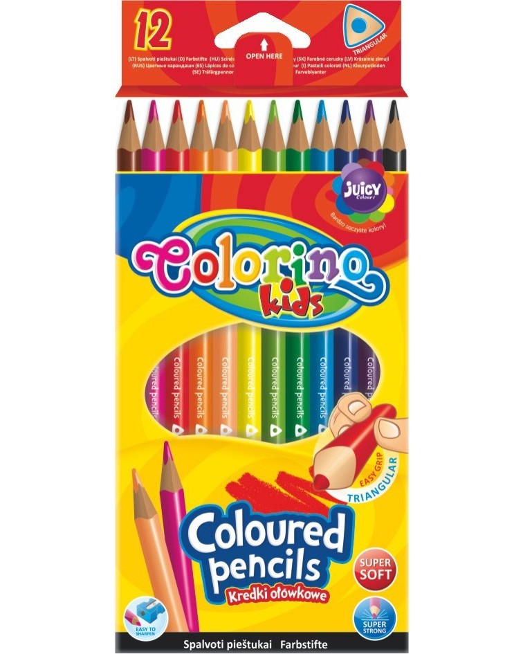 Цветни моливи Colorino Kids - 12 цвята - 