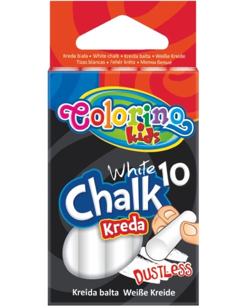 Безпрахови бели тебешири Colorino Kids - 10 броя - 