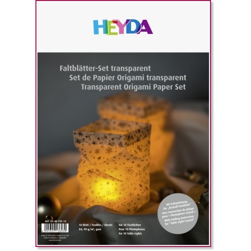 Хартии за оригами Heyda - Свещник Хартии за оригами Heyda - Свещник - 10 листа, A4, 90 g/m<sup>2</sup> -