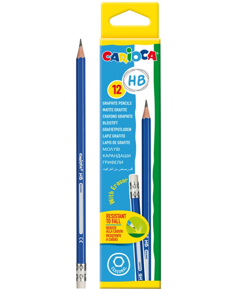 Графитни моливи HB Carioca Графитни моливи HB Carioca - 12 броя с гумички - молив