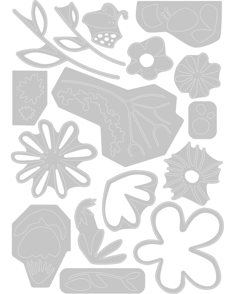����� �� ������ �� ��������� � ����� Sizzix Fabulous Bold Florals - 16 ���� �� 1.27 �� 6.99 cm - 