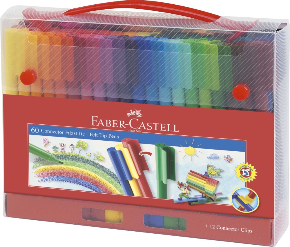 Флумастери Faber-Castell Connector - 60 или 80 цвята - 
