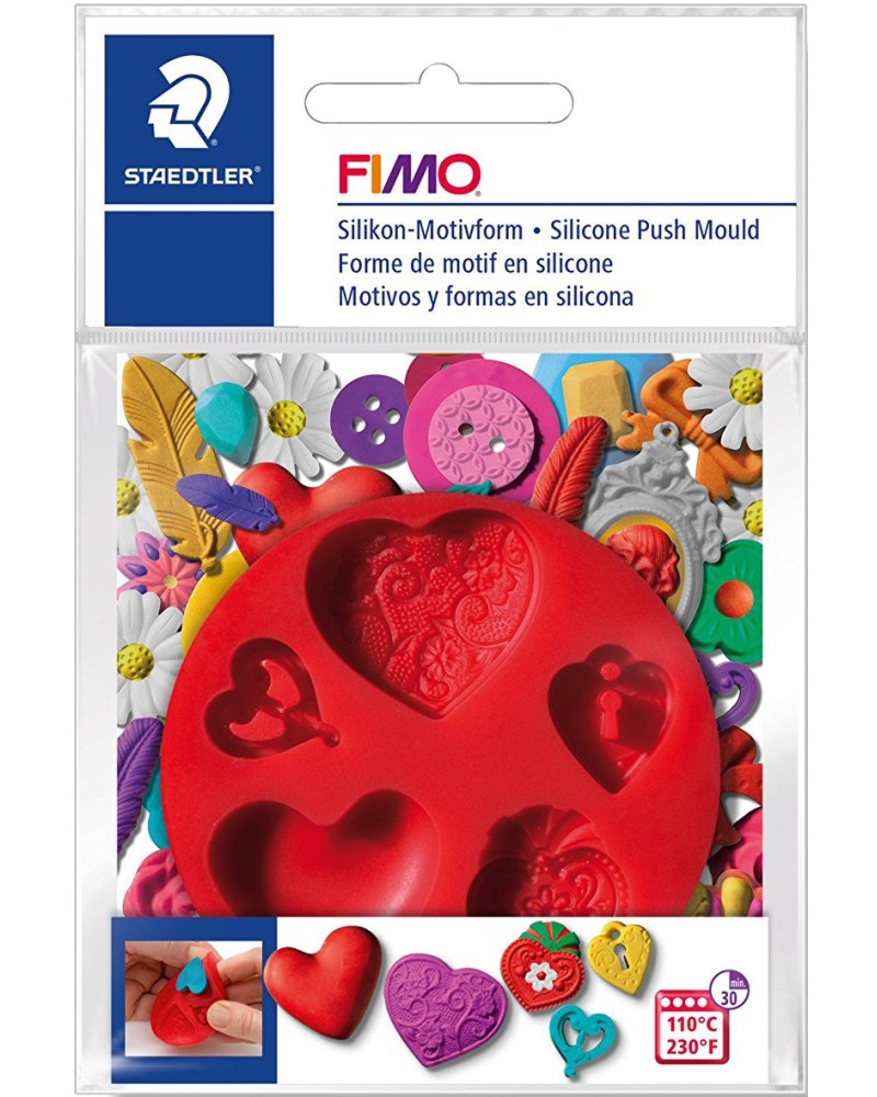 Силиконови формички за глина Fimo Hearts - 