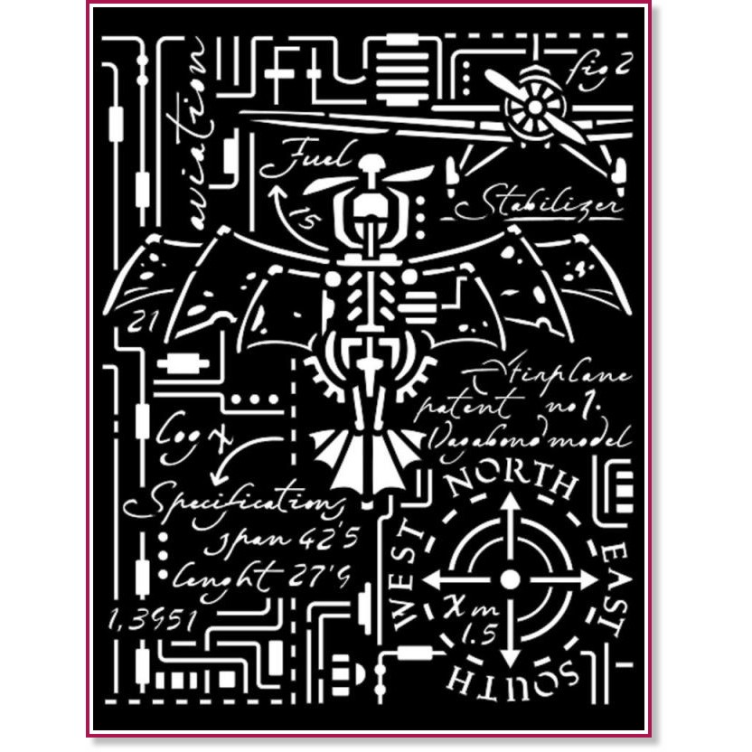 Шаблон Stamperia - Самолет Шаблон Stamperia - Самолет - 20 x 25 cm от колекцията Sir Vagabond Aviator -