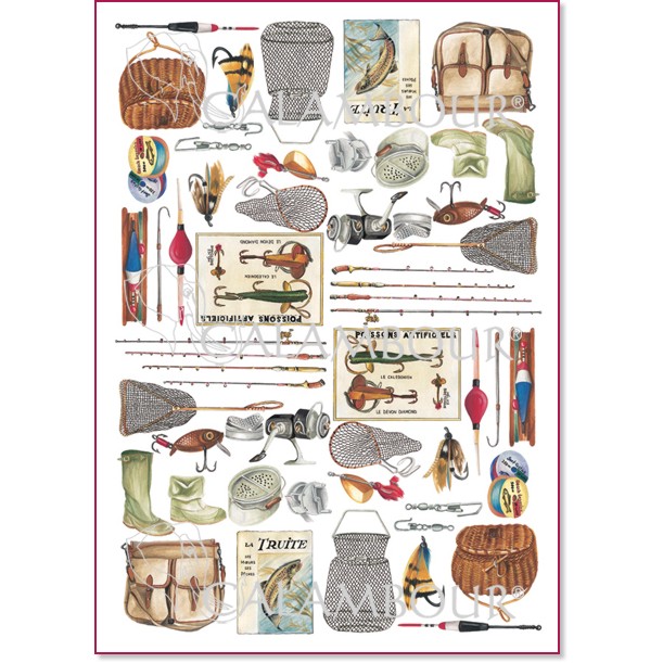 Декупажна хартия Calambour - Риболов - От серията Digital Collection Mulberry - 