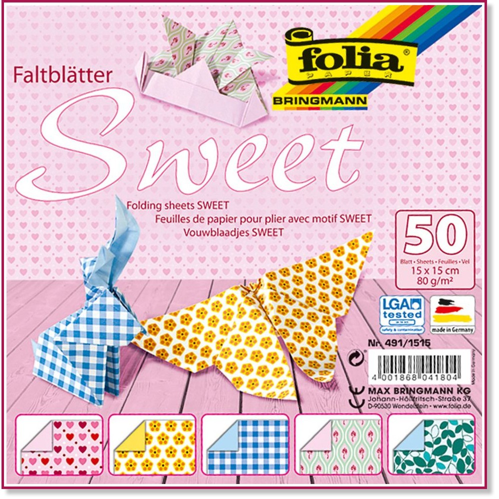    Folia Bringmann - Sweet - 50 , 15 x 15 cm, 80 g/m<sup>2</sup> - 