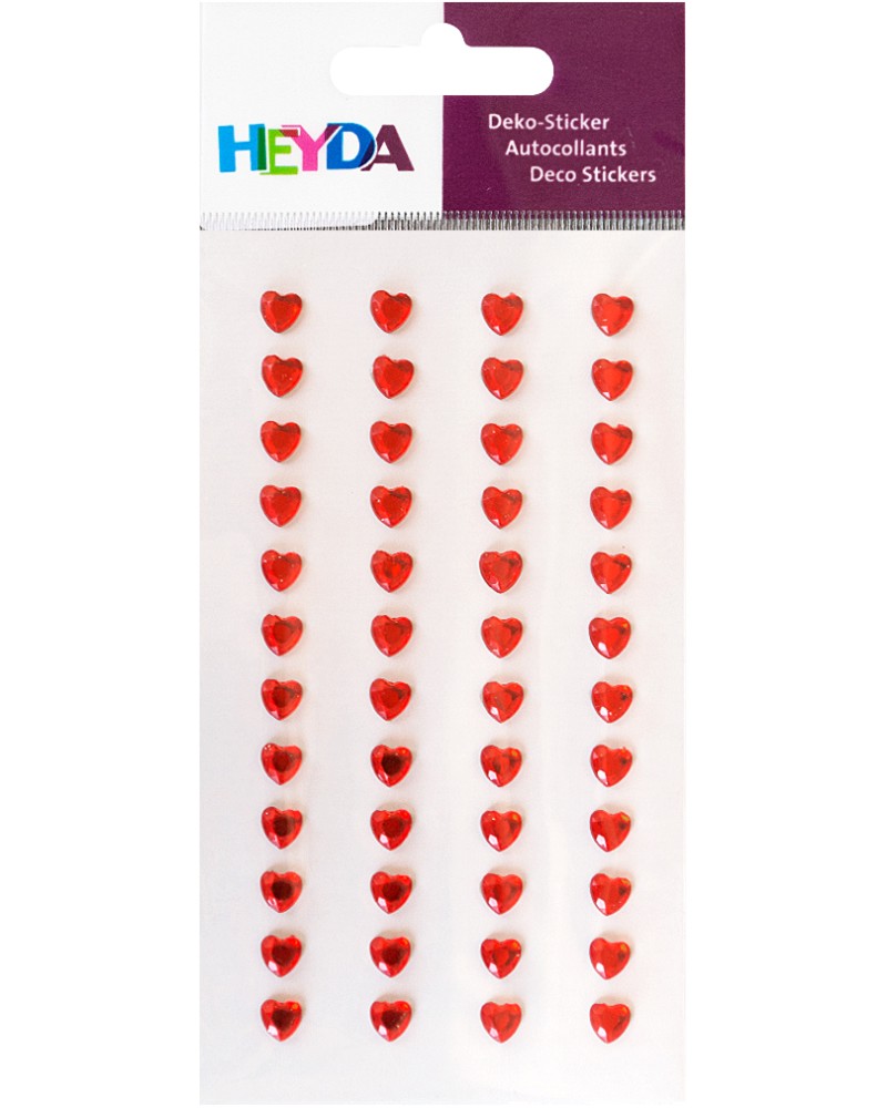 Декоративни стикери Heyda - Червени сърца Декоративни стикери Heyda - Червени сърца - 48 броя -