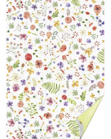 Двустранен картон за скрапбукинг Heyda - Акварелни цветя - 50 x 70 cm - 