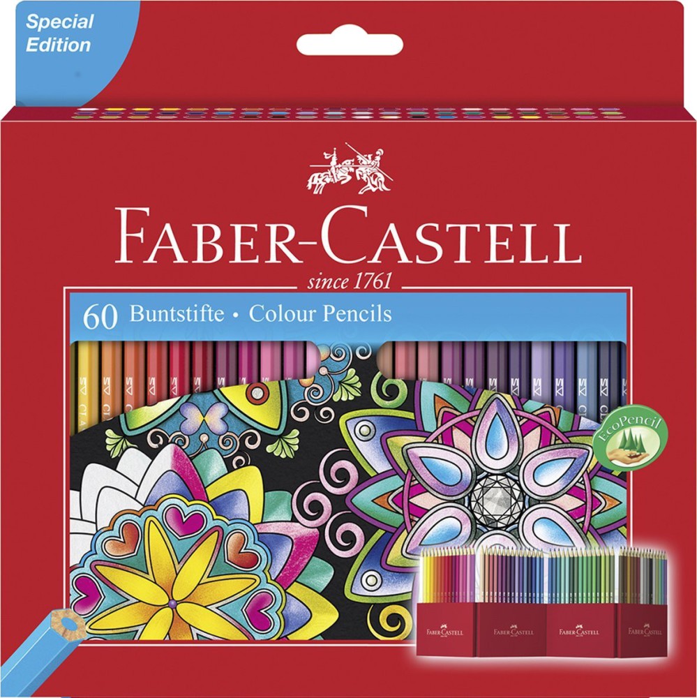 Цветни моливи Faber-Castell Цветни моливи Faber-Castell - 60 цвята -