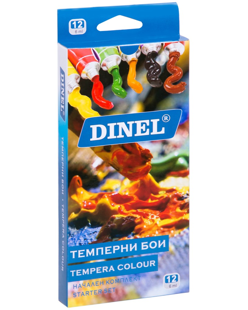 Темперни бои Dinel Темперни бои Dinel - 12 цвята х 6 ml -