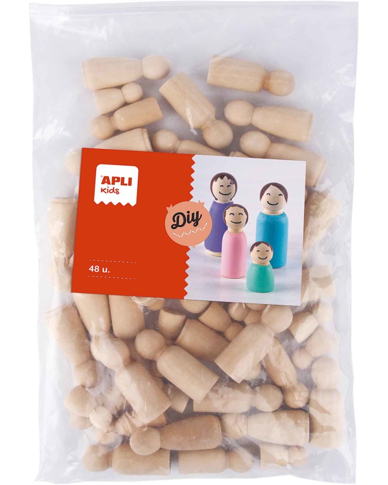 Дървени куклички Apli Kids Дървени куклички Apli Kids - 48 броя -
