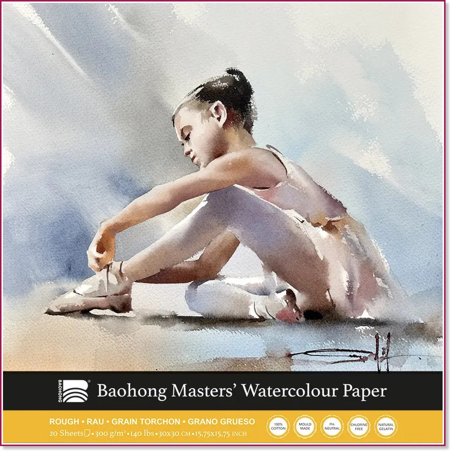 Скицник за акварел Baohong Michael Solovyev Скицник за акварел Baohong Michael Solovyev - 20 листа, 40 x 40 cm, 300 g/m<sup>2</sup> от колекцията Masters choice - скицник
